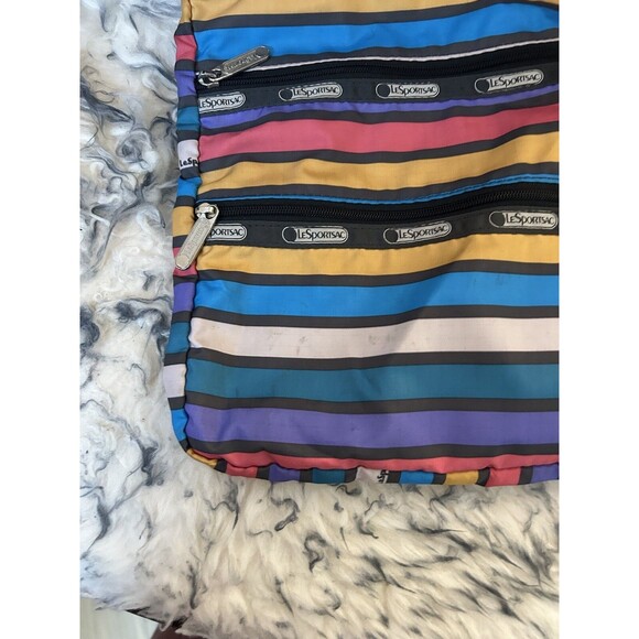 Le Sportsac Zippered Crossbody Bag Multicolor Stripes - Picture 8 of 11